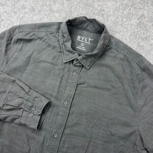 BYLT Shirt Mens XL Gray Premium Basics Performance Stretch Long Sleeve Button Up